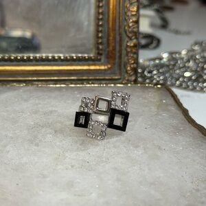 Silver and Black Abstract Ring